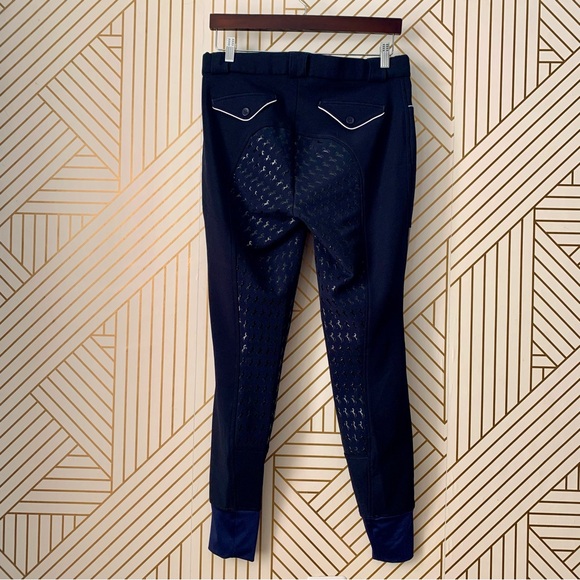 Huntington Equestrian Ventilated Silicone Full Seat Grip Breeches Navy Size 14 - Picture 7 of 11